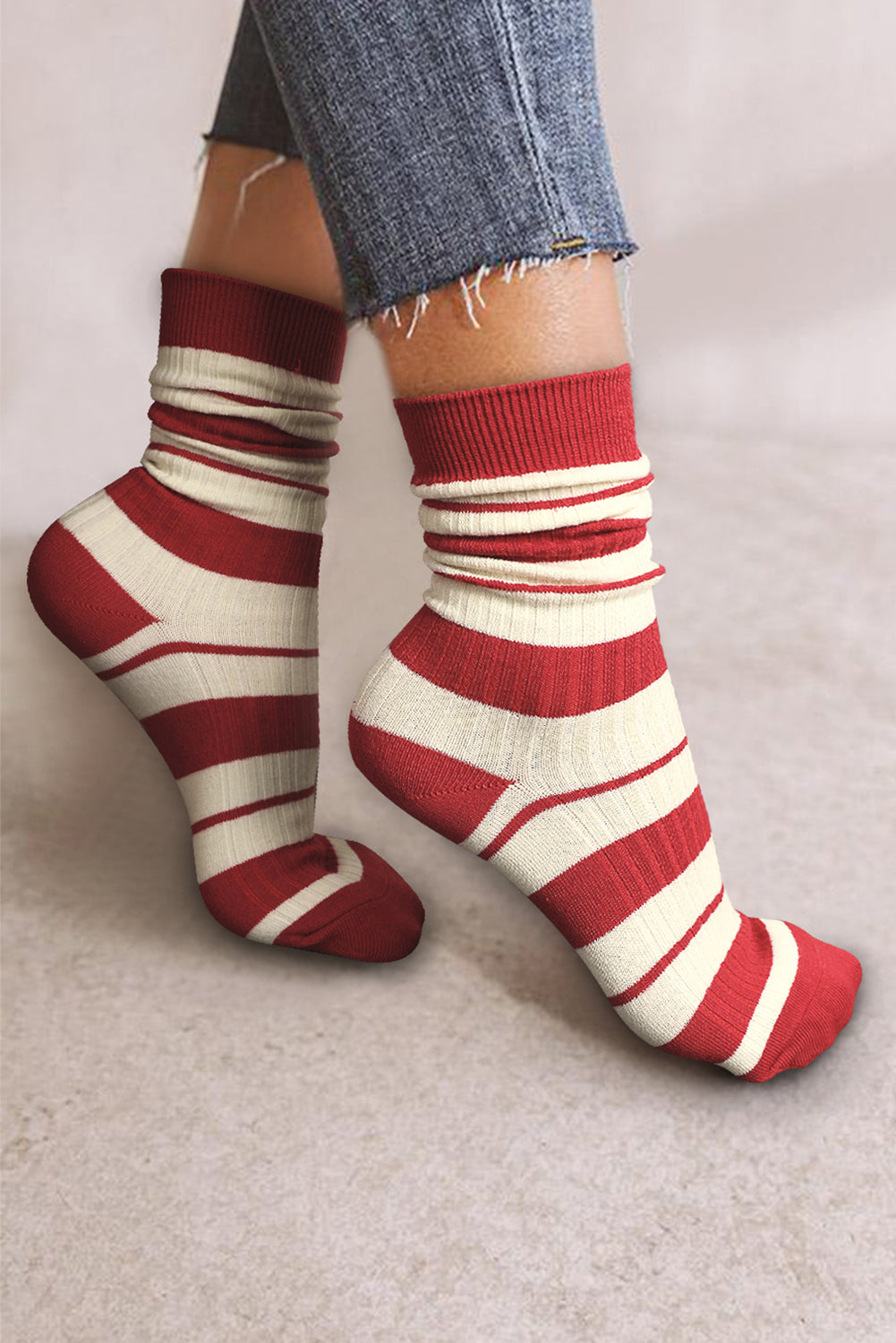 Color Block Ribbed Crew Socks