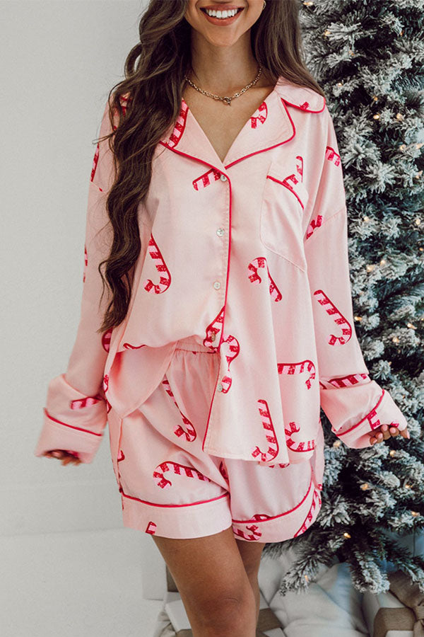 Candy Cane Crush Pajama Shorts Set